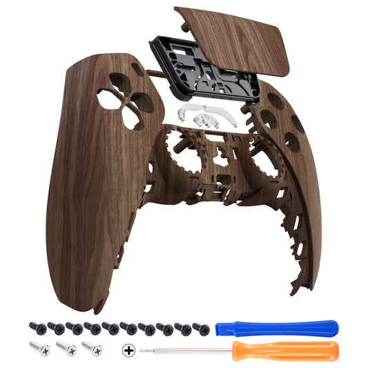 eXtremeRate Wood Grain Soft Touch Touchpad Front Top Shell Compatible with ps5 Controller BDM-010 020 030 040 050  DIY Replacement Shell Custom Touch Pad Cover Compatible with ps5 Controller
