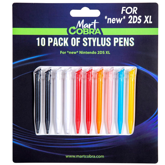 Mart Cobra New Nintendo 2DS XL Stylus 10 Pack - New 2DS XL Stylus Replacement Pen - 10 Colorful New Nintendo 2DS XL Accessories Stylist Pencil - Stylus for Original New Nintendo 2DS XL Games