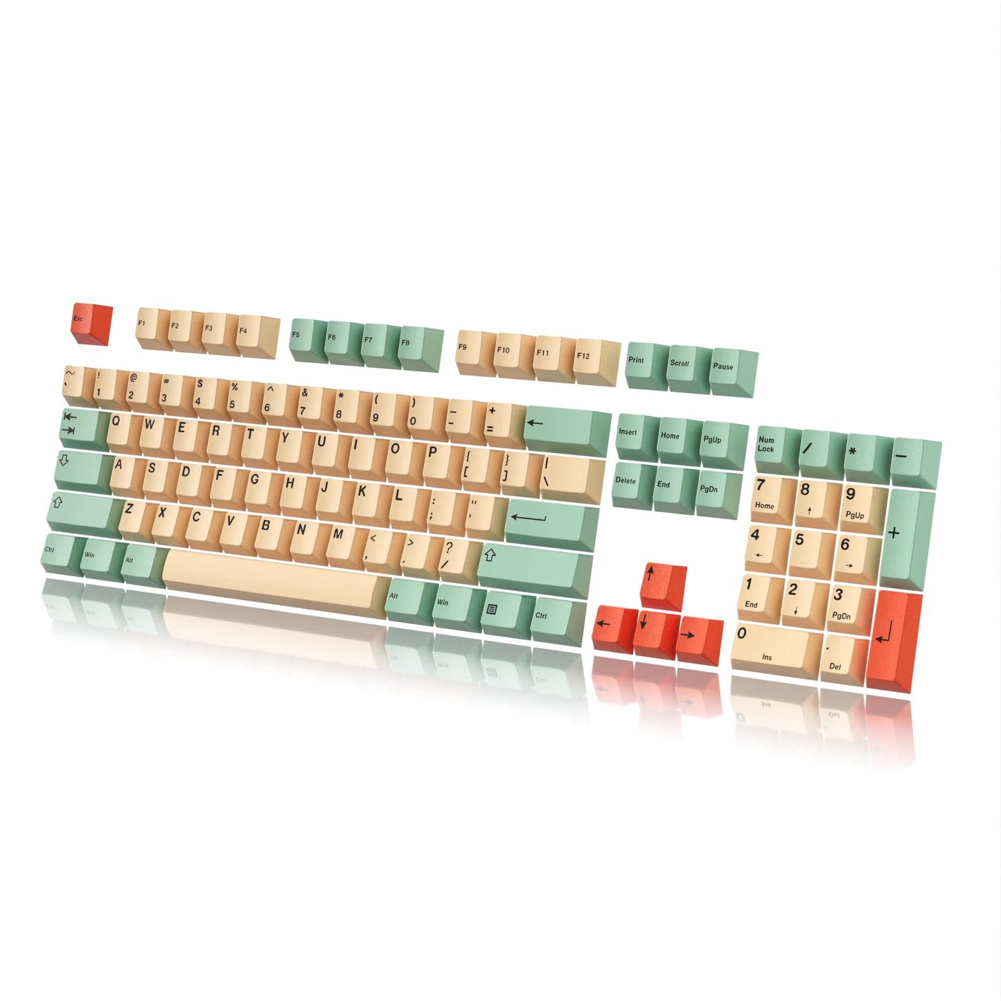 HK GAMING Dye Sublimation PBT Keycap Set | 139 Keys Cherry Profile | ANSI US-Layout | Melon Color | Compatible with Cherry MX, Gateron, Kailh
