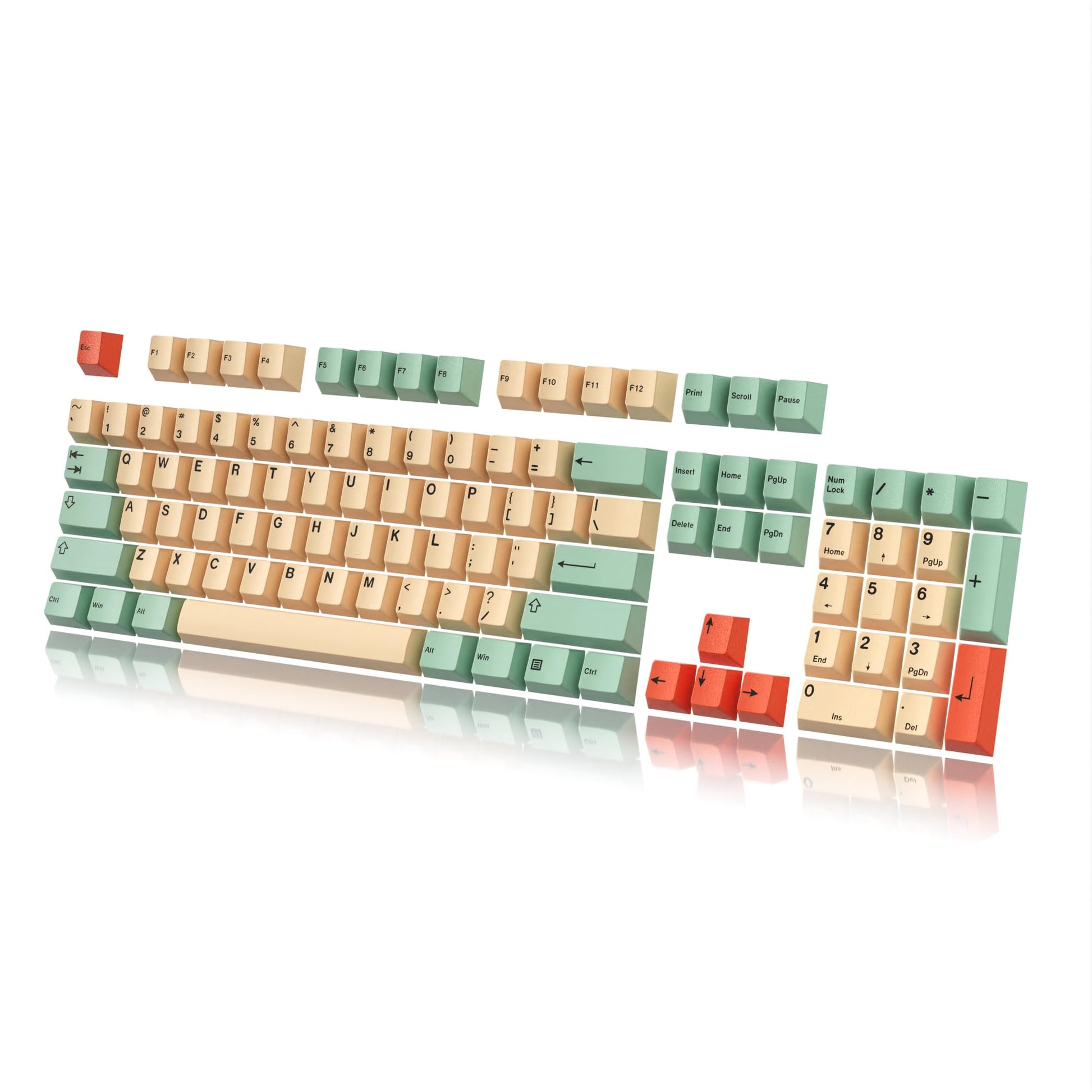 HK GAMING Dye Sublimation PBT Keycap Set | 139 Keys Cherry Profile | ANSI US-Layout | Melon Color | Compatible with Cherry MX, Gateron, Kailh