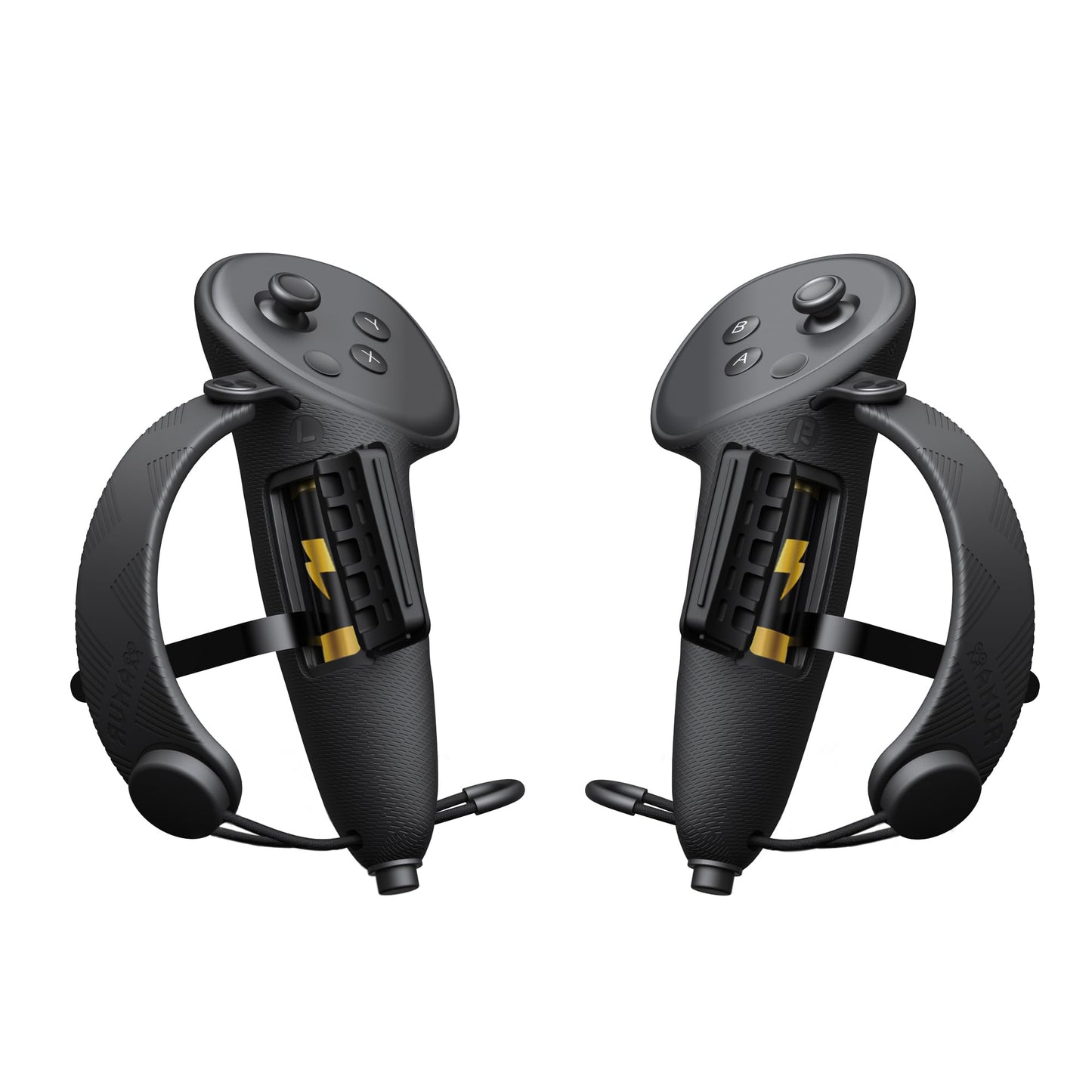 AMVR Extended Controller Grips Cover Compatible with Meta/Oculus Quest 3S/Quest 3 Accessories  with Battery Opening Cover and grip support Straps Protector