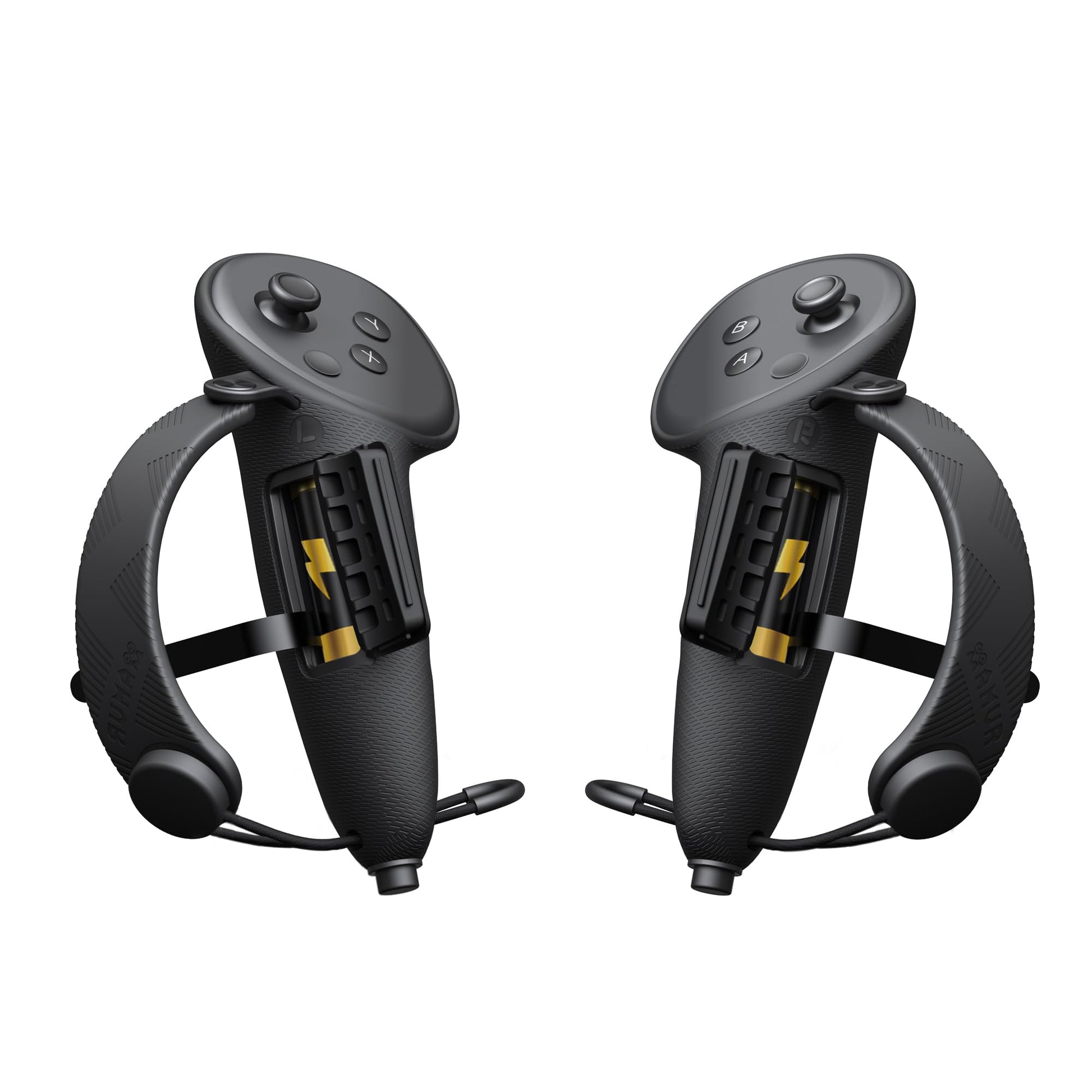 AMVR Extended Controller Grips Cover Compatible with Meta/Oculus Quest 3S/Quest 3 Accessories  with Battery Opening Cover and grip support Straps Protector