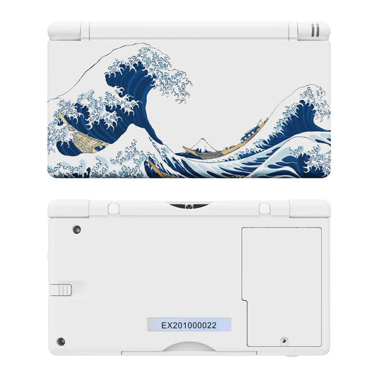 eXtremeRate Nintendo DS Lite Replacement Full Housing Shell - The Great Wave, Console Case Cover with Buttons and Screen Lens, Model DSLT1001