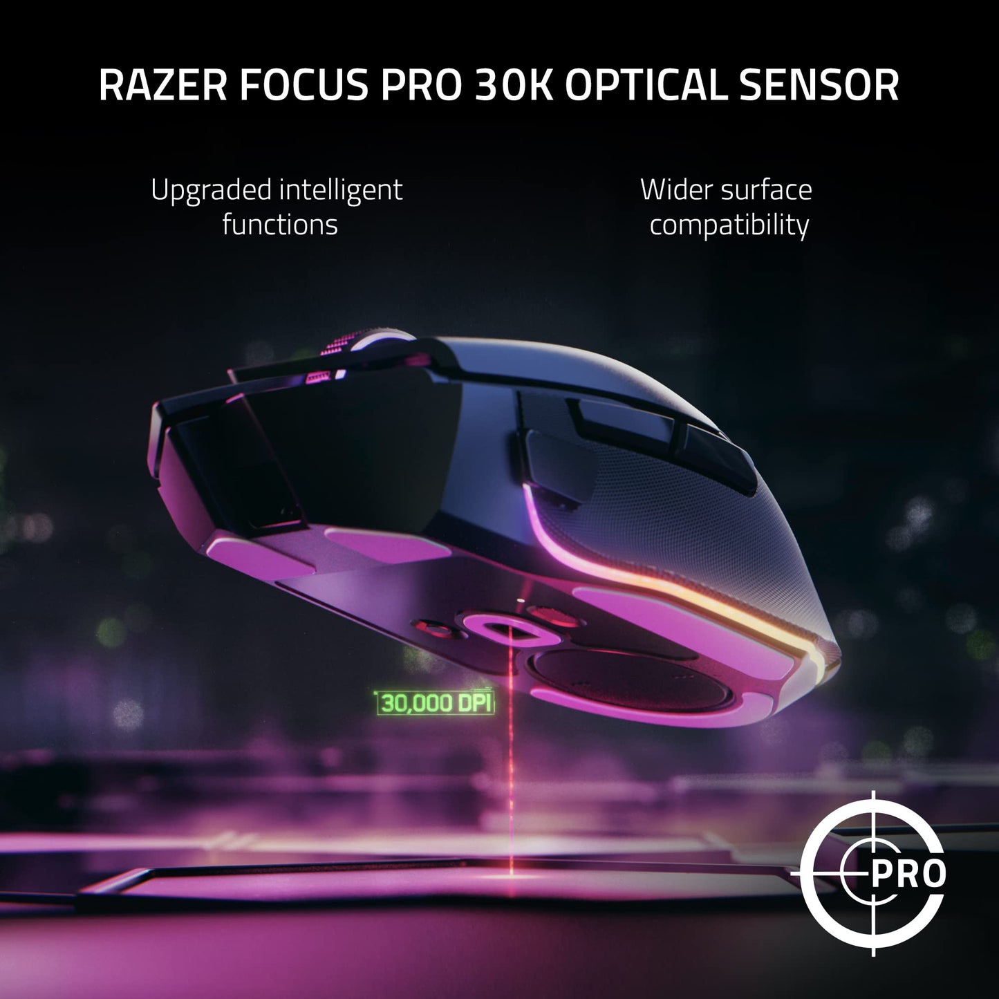 Razer Basilisk V3 Pro Wireless Gaming Mouse - 30K Optical Sensor, HyperScroll Wheel, 11 Buttons, White, Renewed
