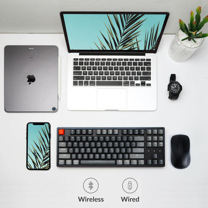 Keychron K8 Wireless Mechanical Keyboard, 87 Keys TKL, Gateron Brown Switch, RGB Backlight, Aluminum Frame, USB-C for Mac/Windows