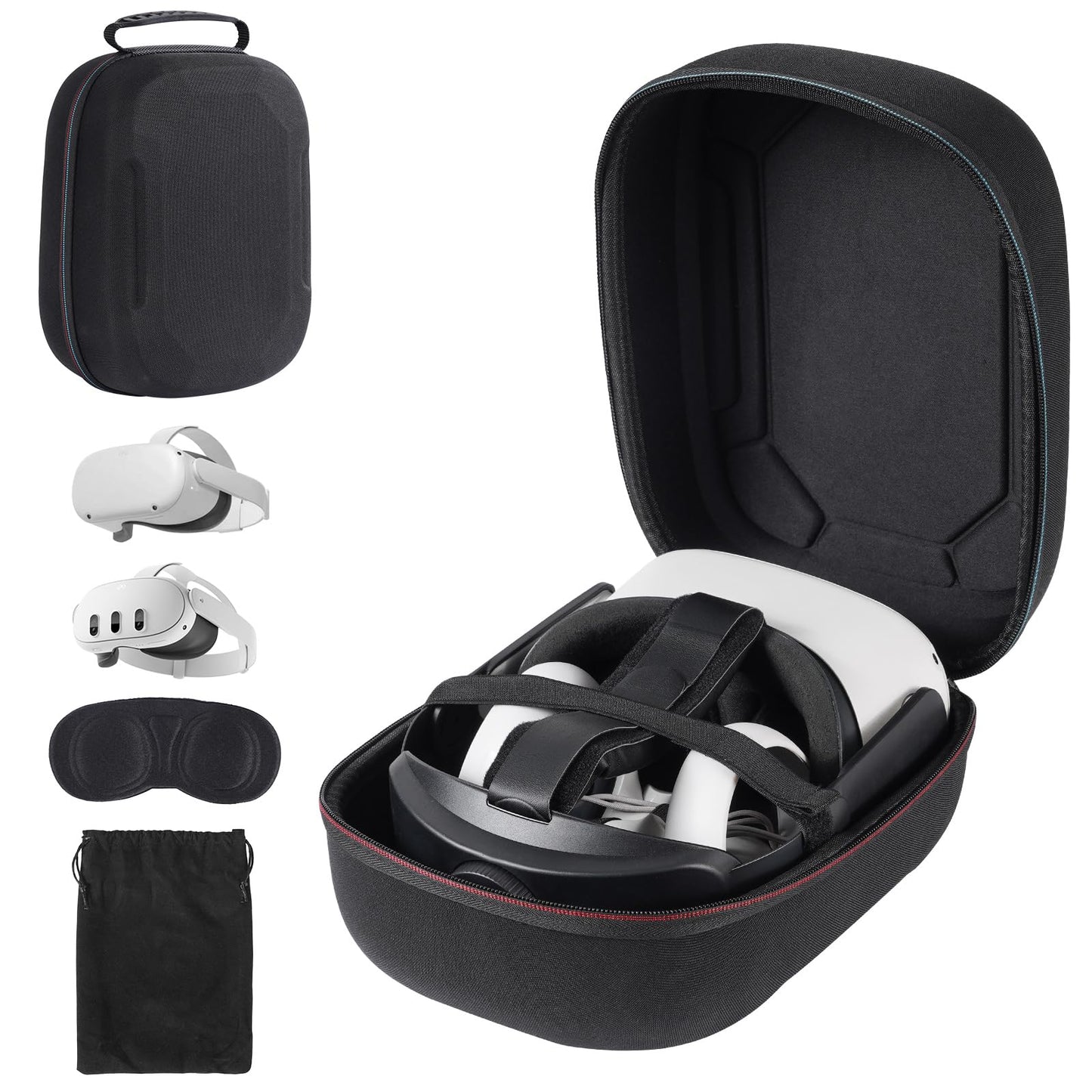TIGOJH Hard Carrying Case Compatible with Meta Quest 3S/Quest 3/Oculus Quest 2/VP/Pico4 Compatible with VR Headsetible with Battery fine design Strap Controllers and Other Accessories Hard Shell Case-Black