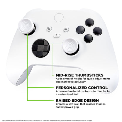 KontrolFreek CQC Rush Performance Thumbsticks for Xbox One/X Series X - 2 Mid-Rise Concave - White - Model 53361