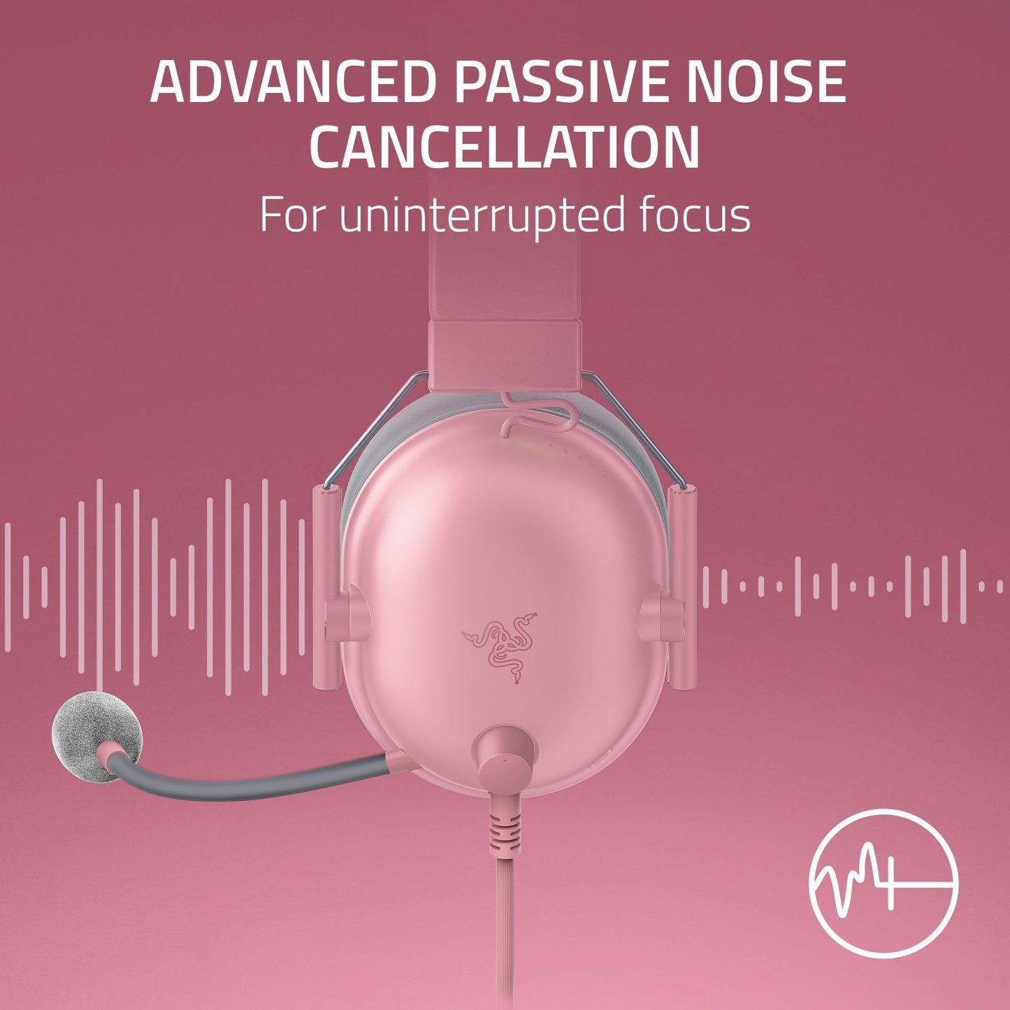 Razer BlackShark V2 X Gaming Headset - 50mm Drivers, Cardioid Mic, Lightweight, Quartz Pink, 3.5mm Jack, For PS5, Xbox Series X