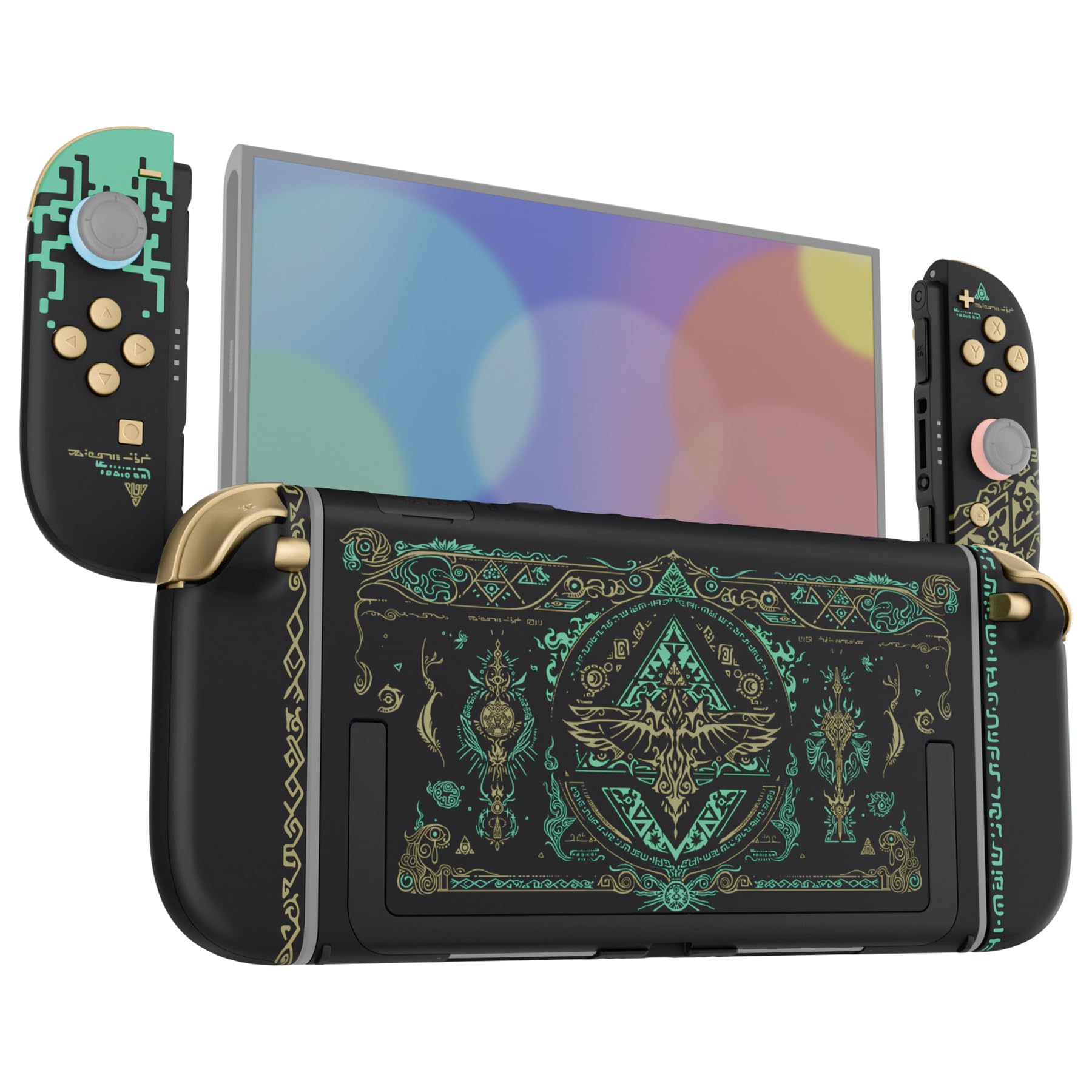 eXtremeRate DIY Replacement Shell Buttons for Nintendo Switch 2  Full Set Back Plate Controller Housing with Buttons for Switch 2 Handheld Console & Joycon 2 - Deluxe Version - Totem of Kingdom Black