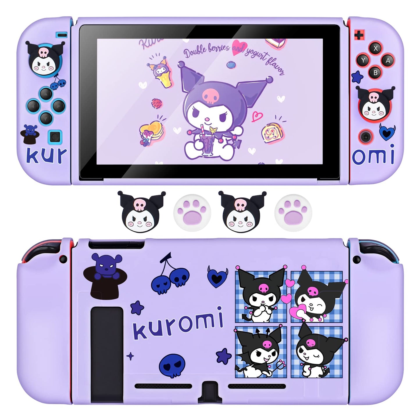 DLseego Little Devil Rabbit Switch Case - Soft TPU Shockproof Cover with Bunny & Cat Paw Grips - Purple