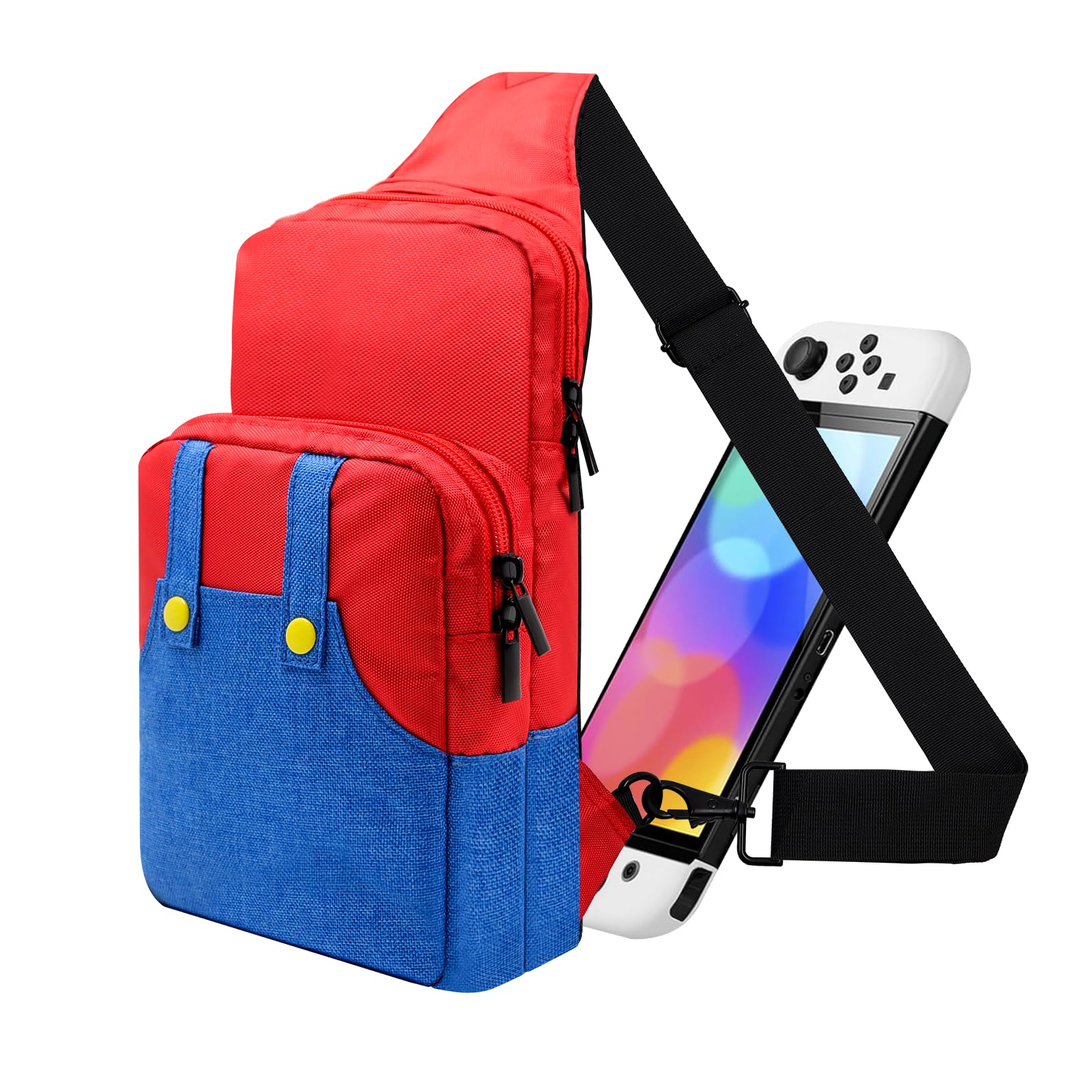 Vadaxx Travel Bag for Nintendo Switch Lite/OLED - Small Sling Waterproof Crossbody Backpack in Red-Upgraded, Model VM-4