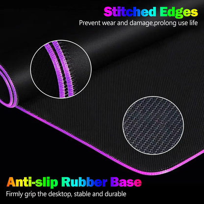 DINKY RGB Gaming Mouse Pad - Large 31.4x11.8 inch, 14 Lighting Modes, Water Resistant, Purple Nebula - Model DK-RGB-80-001