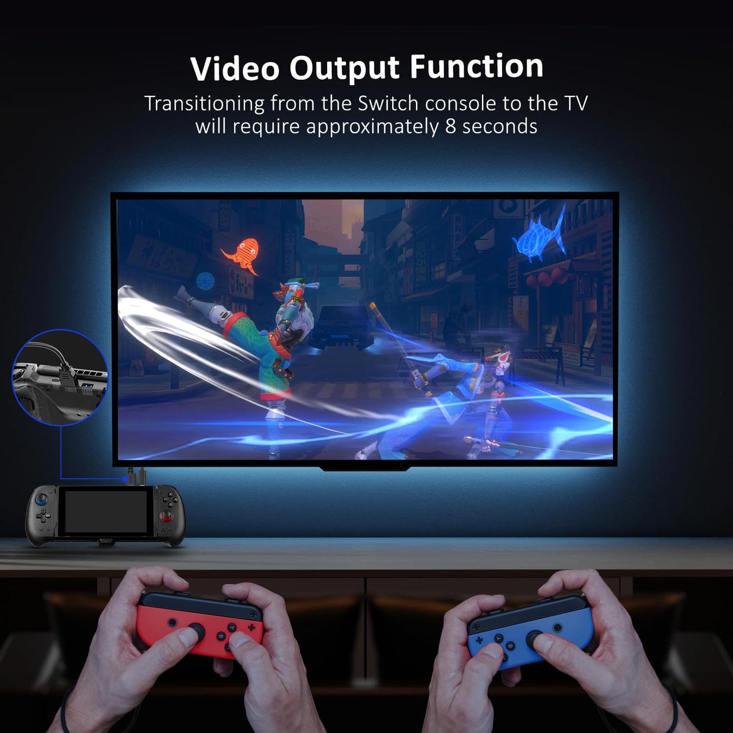 NexiGo Hall Effect Gripcon with Kickstand, HDMI Out, 4K Support, Black, Model 2163 BLK for Switch/Switch OLED