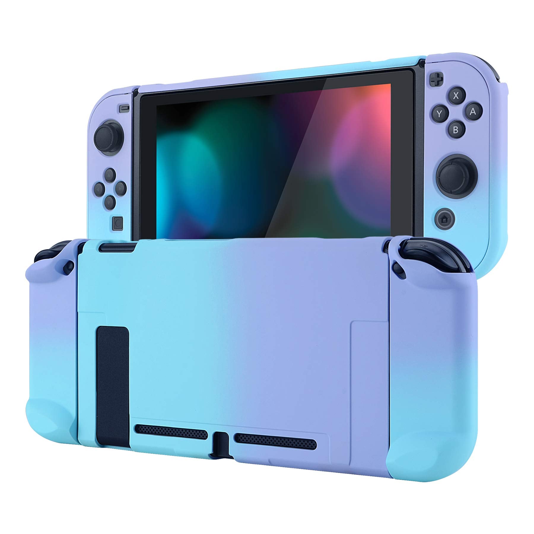 eXtremeRate PlayVital Back Cover for Nintendo Switch - Hard Shell, Soft Touch, Gradient Violet Blue, Model NTP329
