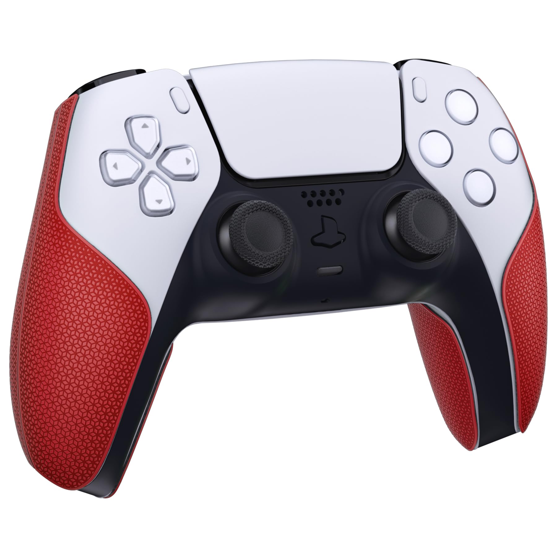 PlayVital Premium Grip for ps5 Wireless Controller  Split Design Anti-Skid Soft Hexagonal Diamond Textures Sweat-Absorbent Handle Grips Protector for ps5 Controller - Red