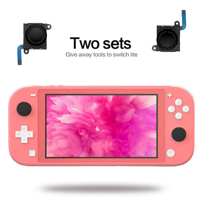 ECHZOVE Replacement Joy Stick for Switch Lite - 2 Pack, Black, Includes Repair Tool Kit
