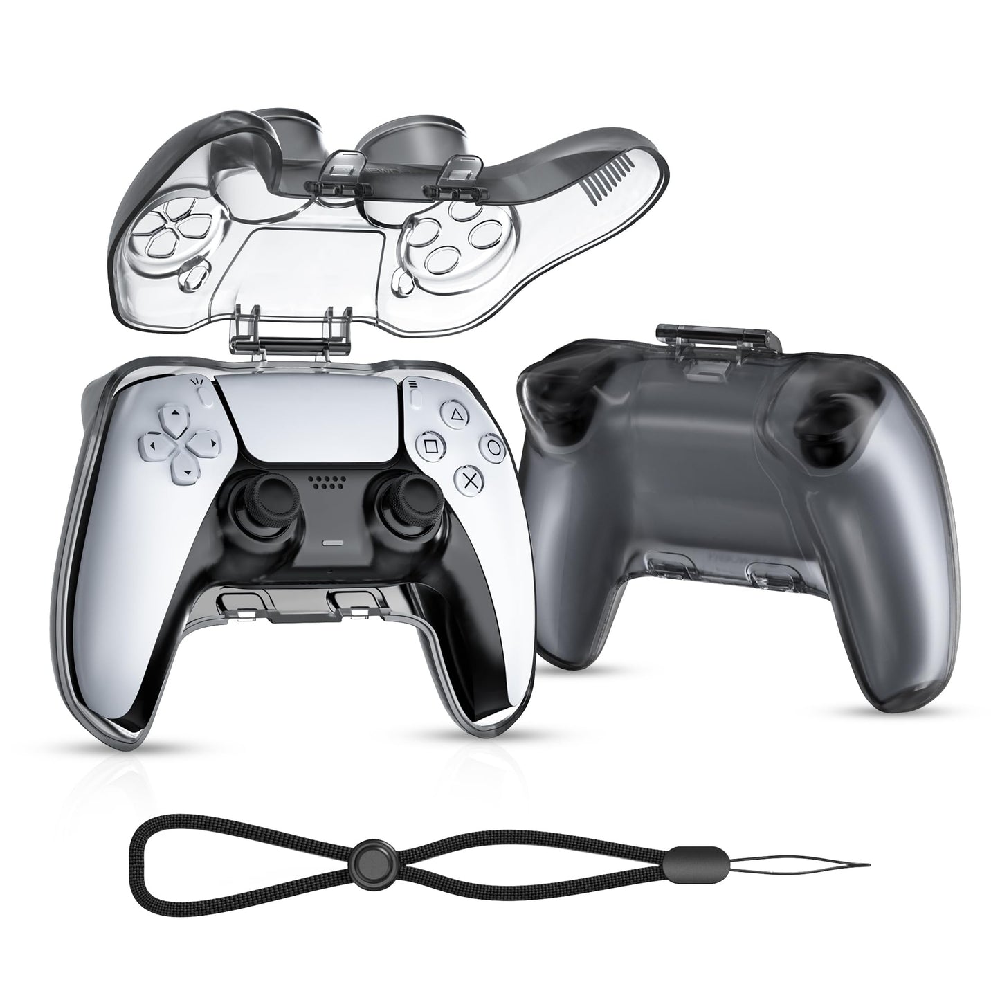 NEWDERY Protective Case for PS5 DualSense Wireless Controller, Travel Carrying Case with Hand Strap, Hard Shell Joystick Protect