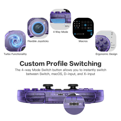 8Bitdo SN30 Pro Wireless Game Controller for Switch, Steam, PC - Purple