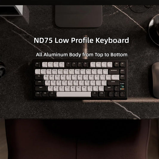 OOCTPK Wireless Mechanical Gaming Keyboard - Chilkey ND75 LP, Bluetooth/2.4G/USB-C, RGB Custom, UltraThin, Black