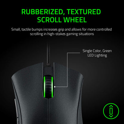Razer DeathAdder Essential Wired Gaming Mouse - 6400 DPI, 5 Buttons, Ergonomic, Black, 12.7x7.3x4.3 cm, Model RZ01