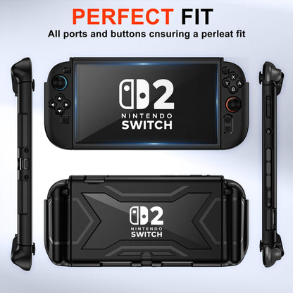 Kailfee Nintendo Switch 2 Case - Shockproof Cover with Built-in Screen & Touch Friendly - Black for Switch 2