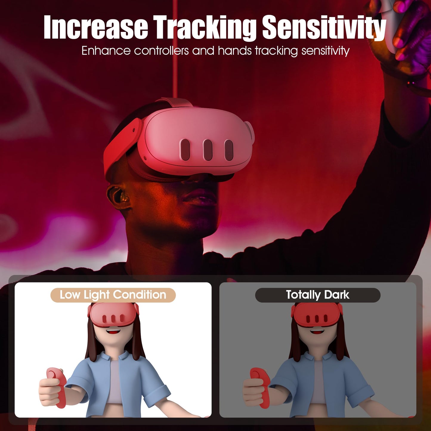 Orzero IR Illuminator - Infrared Light for Quest 3, Quest 2, PSVR2, Black