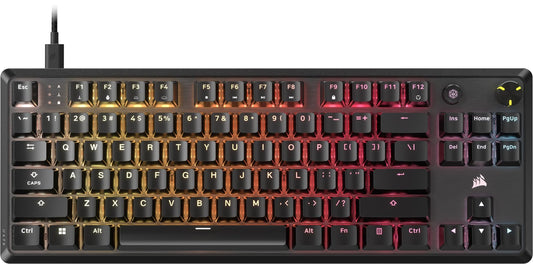 Corsair K70 CORE TKL RGB Tenkeyless Mechanical Wired Gaming Keyboard - Pre-Lubed MLX Red v2 Linear Switches  SOCD  ABS Double-Shot Keycaps  Sound Dampening  1000Hz Polling  QWERTY NA - Black