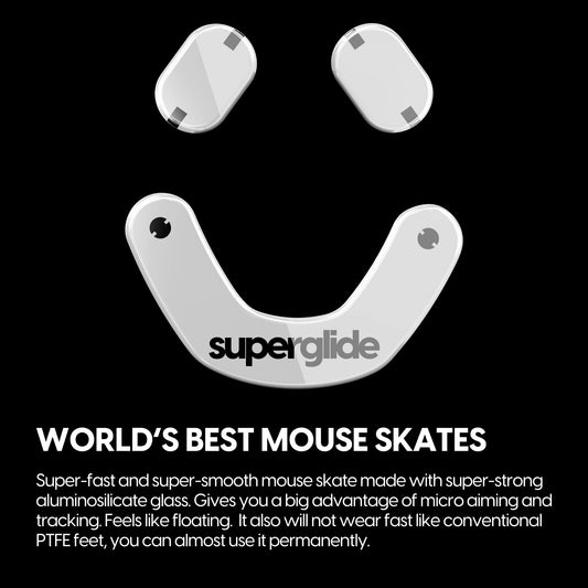 Pulsar Gaming Gears Superglide Mouse Feet - Ultra Strong Glass, Fast & Smooth, Model SPMSGW, White