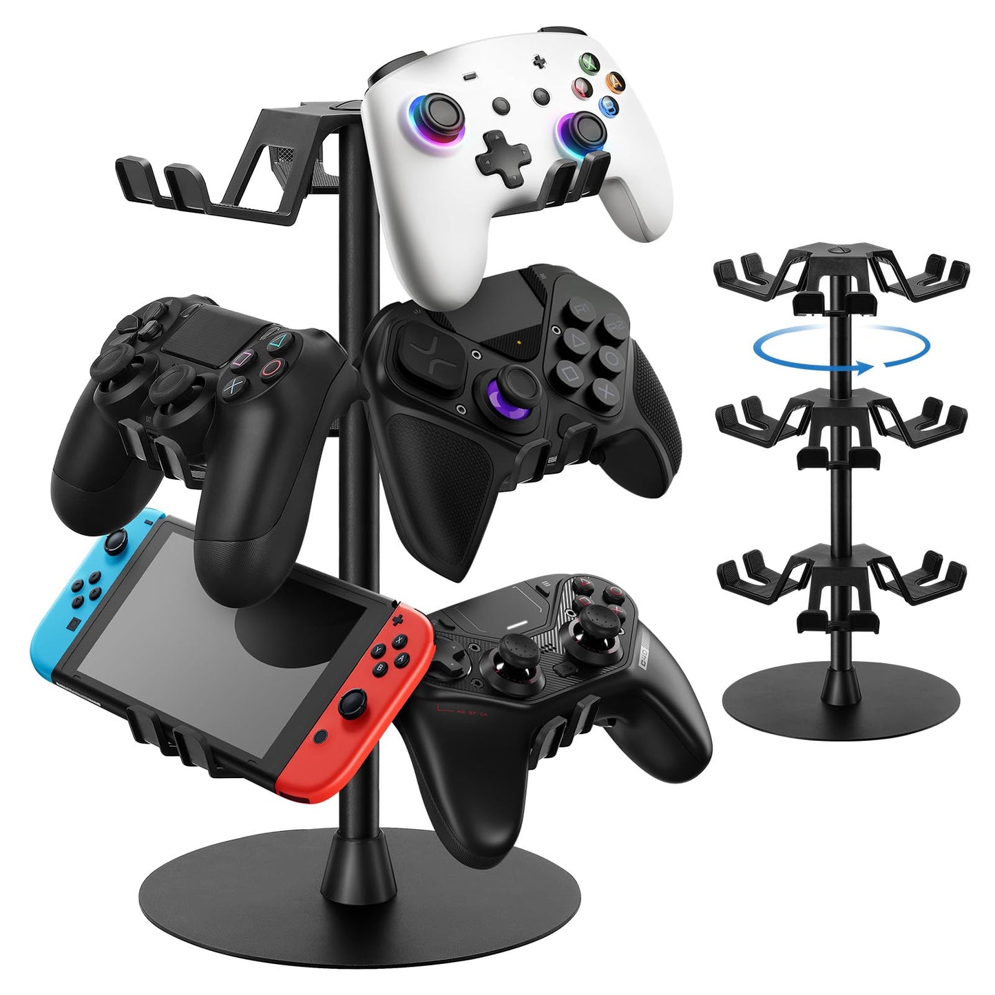 hatisan Headset Stand 3 Tier Rotating  Desktop Controller Holder for Xbox PS5 PS4 Switch  Gaming Accessories Headset Holder for 8 Pack Controller