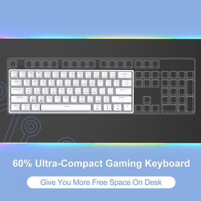 DIERYA DK61se 60% Wired Mechanical Keyboard with Red Switches, LED Backlit, Compact 61 Keys, White Color for Gaming and Typing