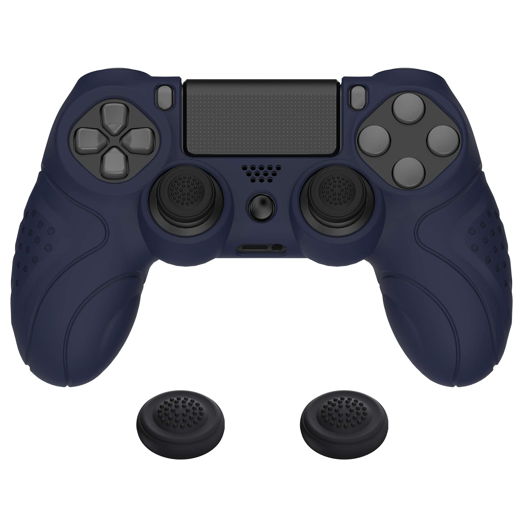 PlayVital Guardian Edition Midnight Blue Soft Anti-Slip Controller Silicone Case Cover for ps4  Rubber Protector Skins with Joystick Caps for ps4 Slim for ps4 Pro Controller