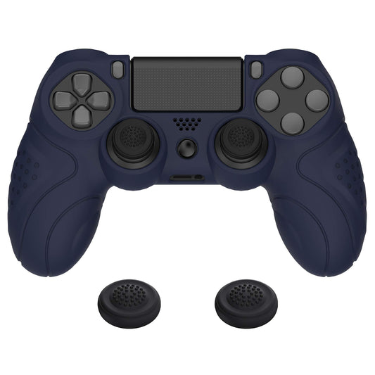 PlayVital Guardian Edition Midnight Blue Soft Anti-Slip Controller Silicone Case Cover for ps4  Rubber Protector Skins with Joystick Caps for ps4 Slim for ps4 Pro Controller