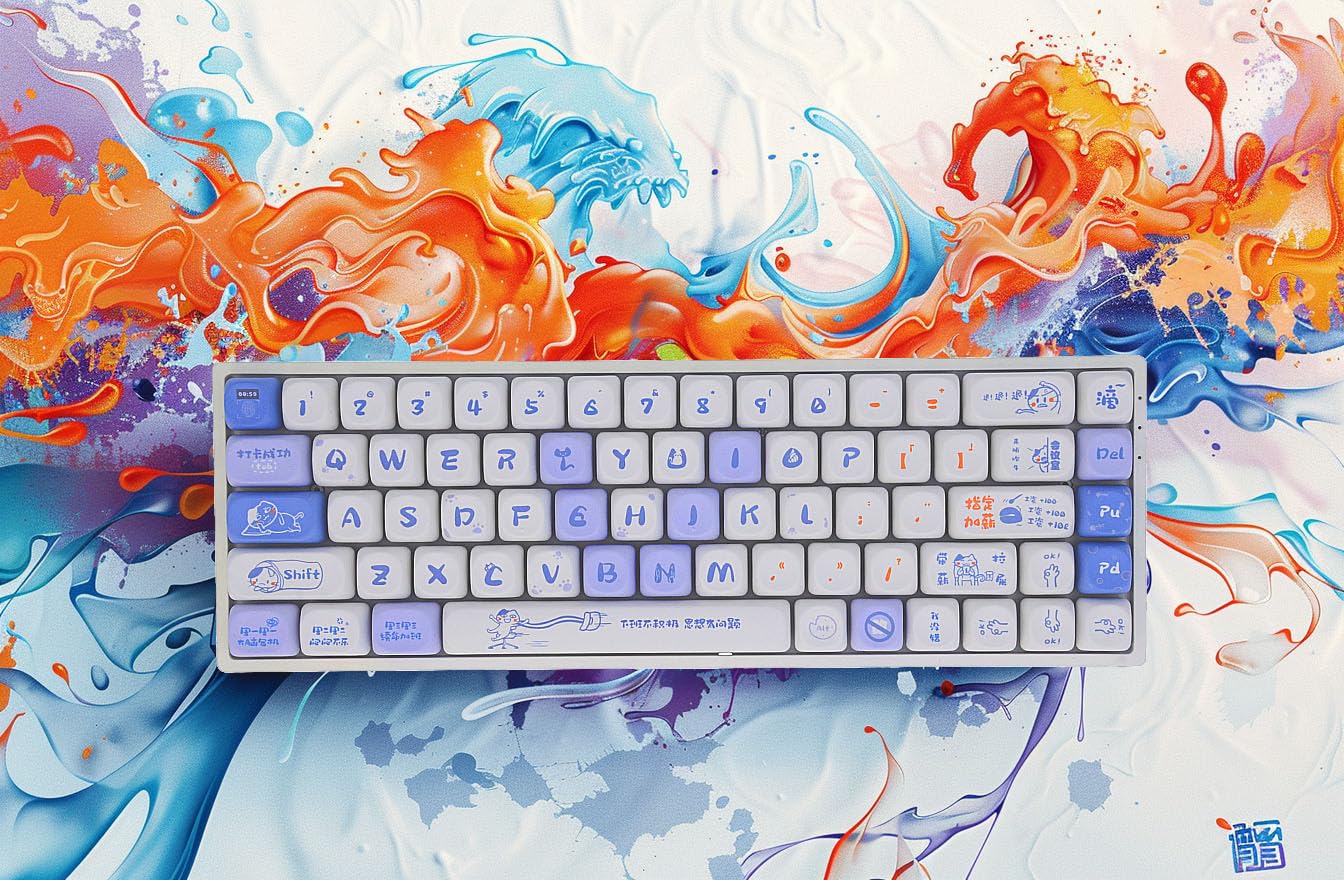 Virtdream Keycaps Set - Simple Bliss MOA Profile, 139 Keys Dye Sublimation, Compatible with ANSI/ISO, Cherry MX Switch