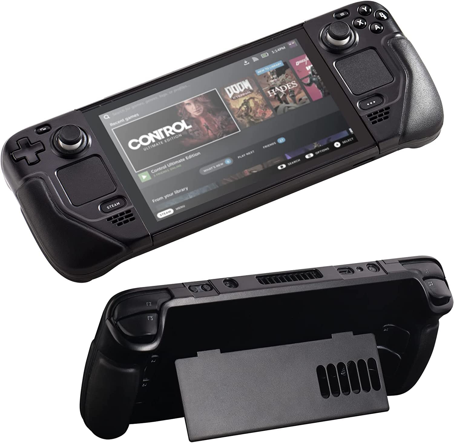 UYIYE Kickstand Case for Steam Deck - Beige White, Model CASE-STEAM-FT02, Protective Accessory with Stand Function