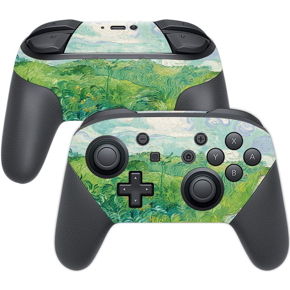 MightySkins Skin Compatible with Nintendo Switch Pro Controller - Green Wheat Fields | Protective, Durable, and Unique Vinyl wra