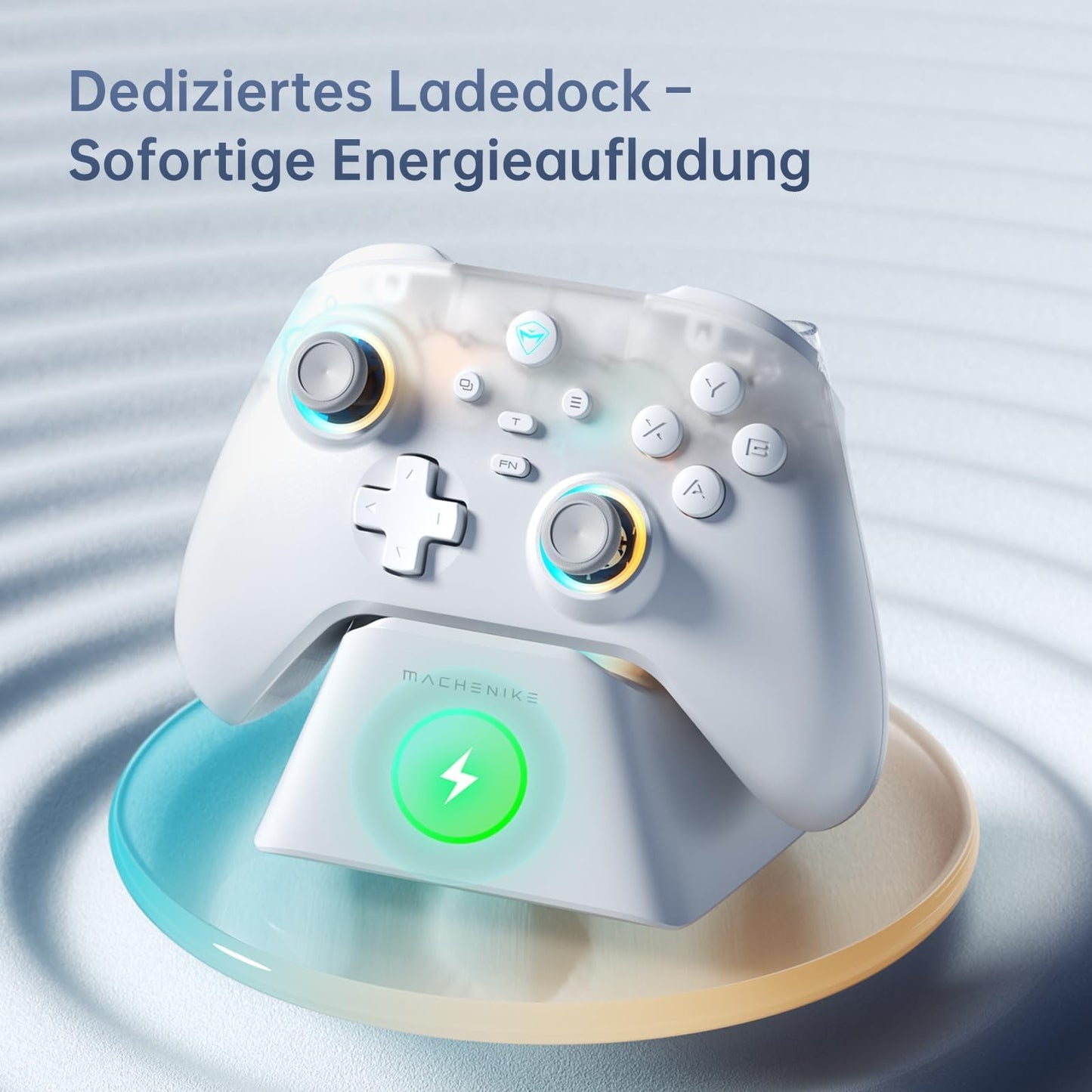 Machenike G3V2 Bluetooth Controller - RGB Lighting, Hall Effect Joysticks, 1000mAh Battery, White PE