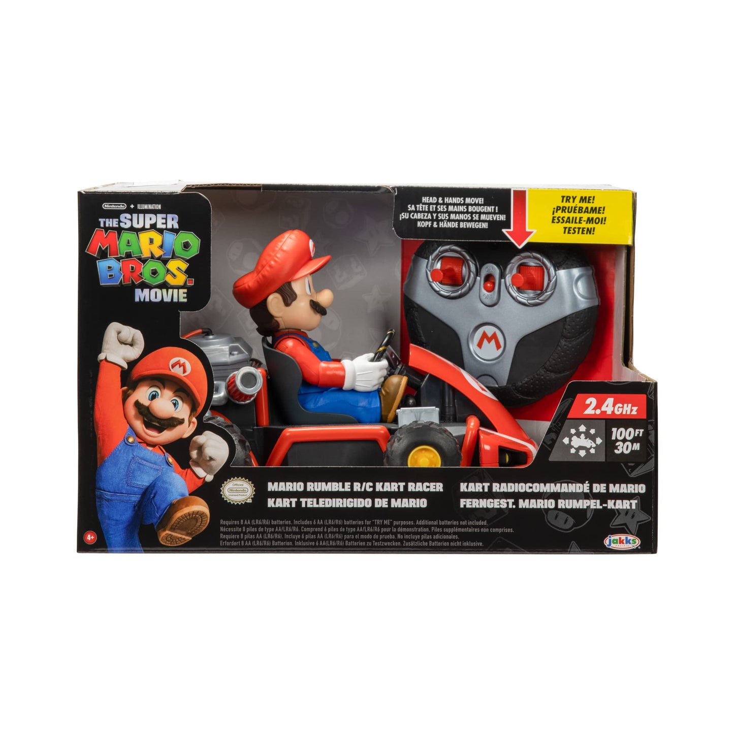THE SUPER MARIO BROS. MOVIE Rumble Kart RC Racer – 2.4GHz Remote Control Car, 29.2 cm, Lights & Sounds, Ages 4+, Model 418
