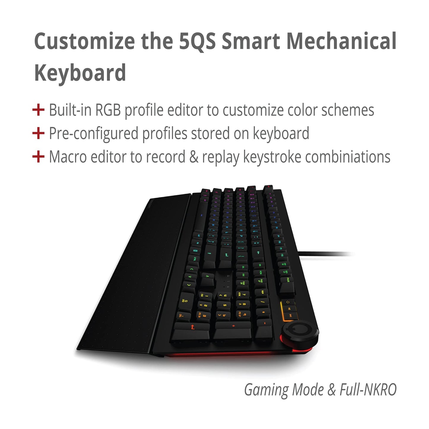 Das Keyboard 5QS RGB Mechanical Keyboard - Soft Tactile Switches, 104 Keys, Aluminum Top, Volume Knob, Black