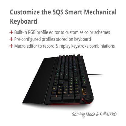 Das Keyboard 5QS RGB Mechanical Keyboard - Soft Tactile Switches, 104 Keys, Aluminum Top, Volume Knob, Black