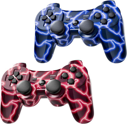 Burcica PS3 Wireless Controller 2 Pack - Motion Sense, Dual Vibration, BlueFlash & RedFlash