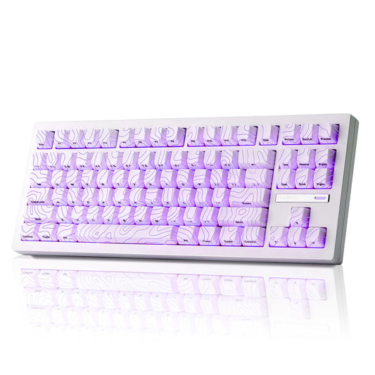ZORNHER ZH870 Wireless Gaming Mechanical Keyboard 80% White Custom Creamy Sound Keyboard with Lighted Up White Topographic Keycaps Creamy Sounding Linear Switches Hot-Swappable RGB Backlit
