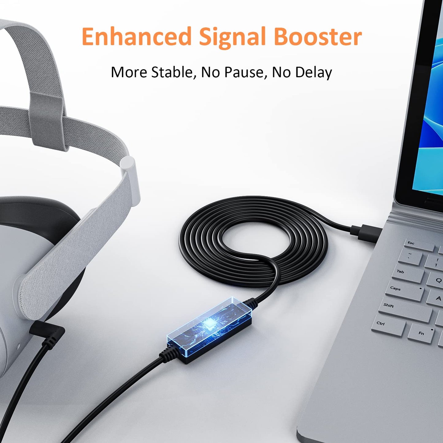 NexiGo 16FT Link Cable - USB 3.2 Gen1 Type C to A, Fast Charging, High-Speed Data Transfer, Compatible with Oculus Quest, Black
