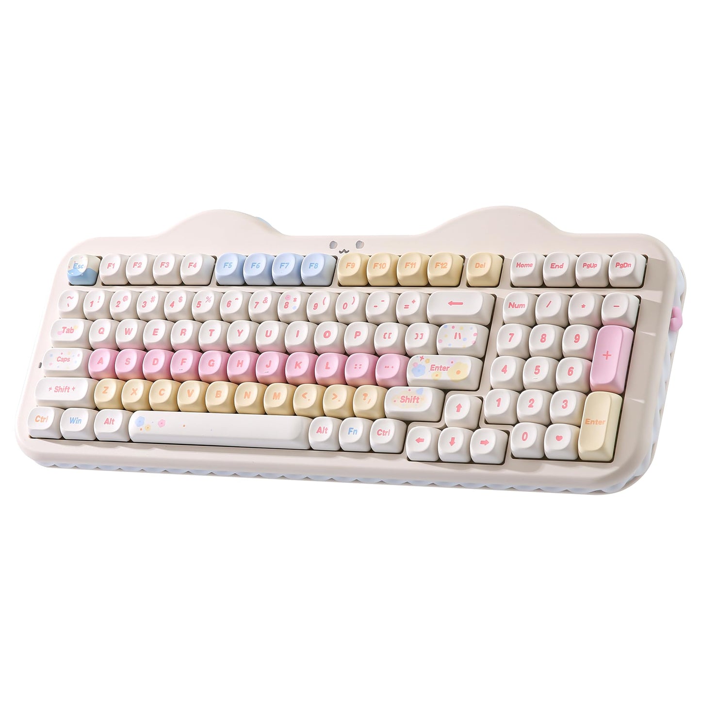YUNZII C98 Wireless Mechanical Keyboard with Number Pad 99 Key BT5.0/2.4G/USB-C Hot Swap Gasket Mount with PBT MOA Keycaps Custom RGB Cute Cake Keyboard for Win/Mac (Beige  Milk V2 Linear Switch)