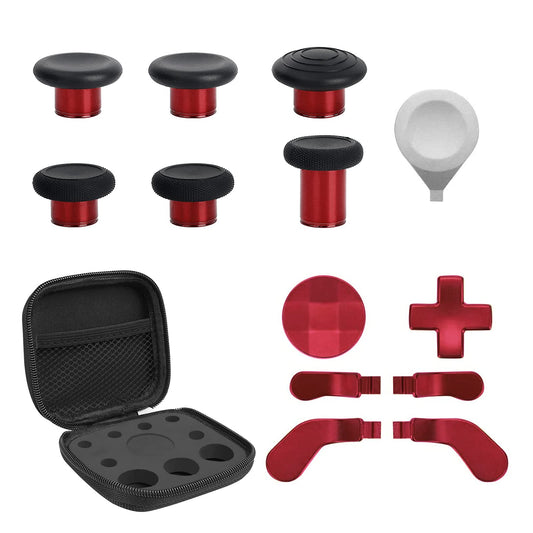 TOMSIN Replacement Magnetic Buttons Kit for Xbox fine design controller Series 2 Accessories  Includes 6 Metal Plating Joysticks  4 Paddles  2 D-Pads  1 Adjustment Tool (Plating Red)