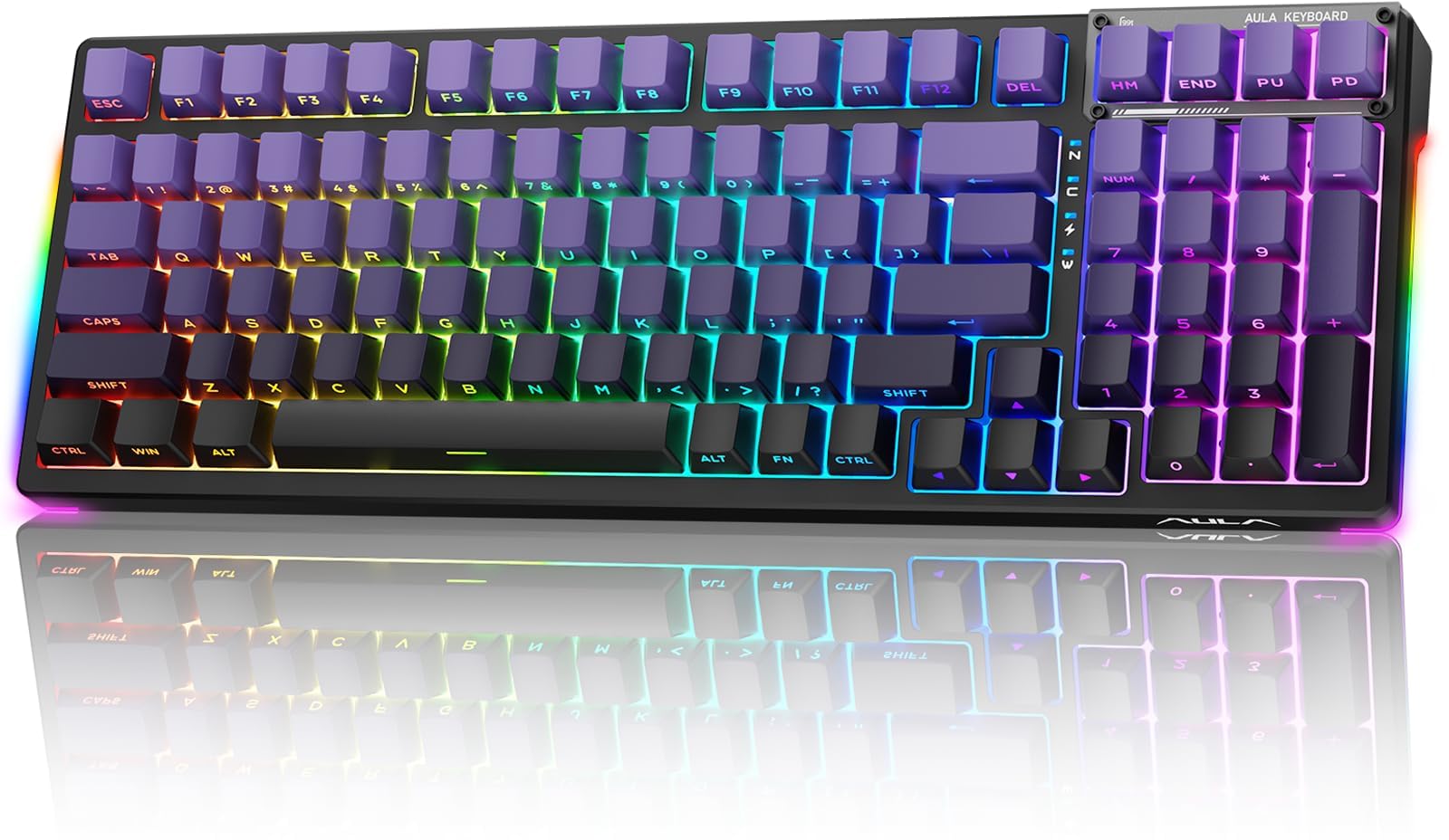 AULA F99S Mechanical Wireless Gaming Keyboard  Tri-Mode Bluetooth/2.4G/USB-C Hot Swappable 99 Keys Custom Creamy Keyboard 99 Keys Full Size Computer Keyboards for PC Xbox PS5 etc (Purple Gradient)