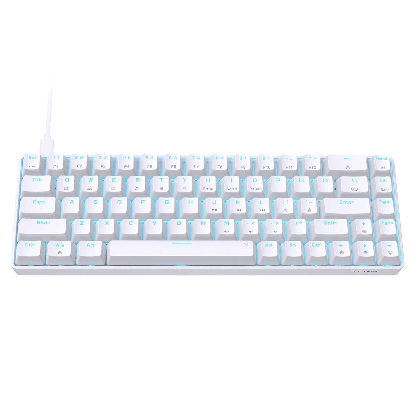 DIERYA T68SE 60% Gaming Mechanical Keyboard, Blue Switches, White, Compact Design for Windows Laptops and PC Gamers