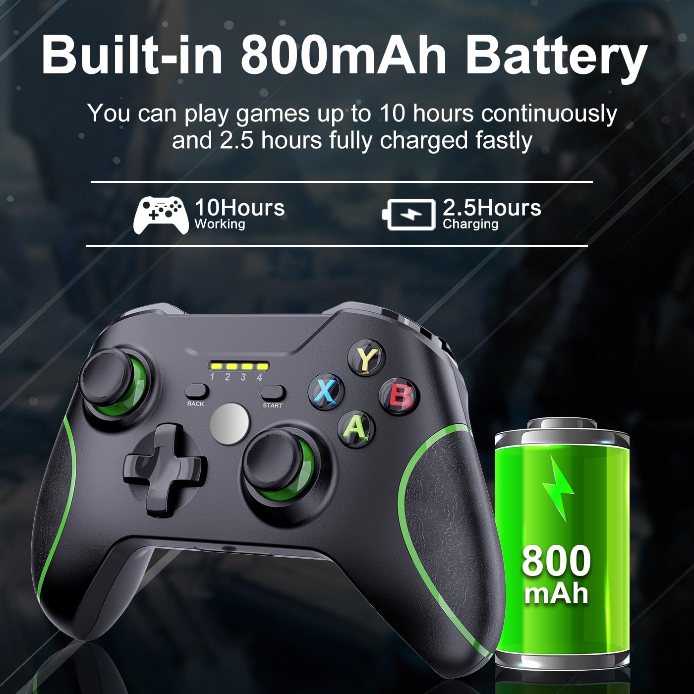 ADHJIE Xbox One Controller - 2.4GHz Wireless, 3.5mm Audio Jack, Black