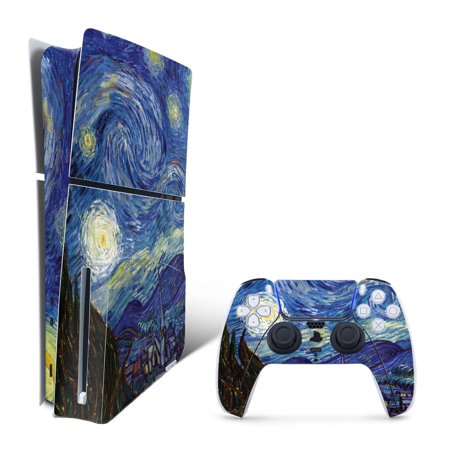 MightySkins Skin Compatible with PlayStation 5 Slim Disk Edition Bundle - Starry Night | Protective  Durable  and Unique Vinyl Decal wrap Cover | Easy to Apply | Made in The USA