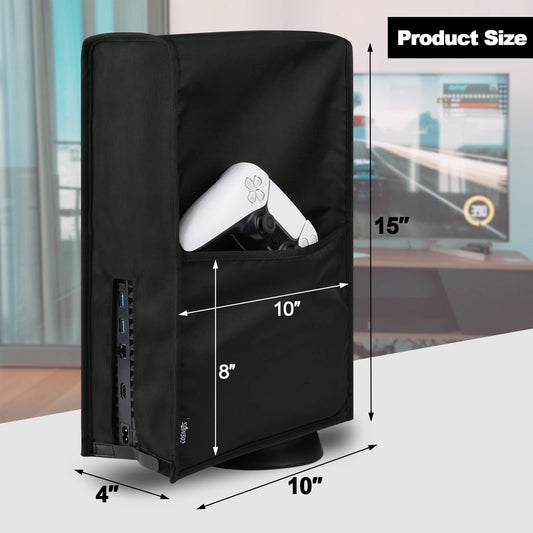Cosmos PS5 Dust Cover - Anti Scratch & Waterproof Sleeve with Side Pockets, Black, Model GAME-DUST-COVER