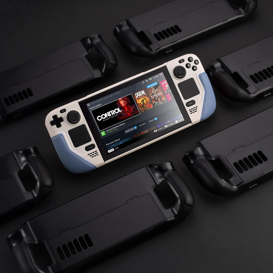 UYIYE Kickstand Case for Steam Deck - Protective Beige/Blue Accessory, Model CASE-STEAM-FT02-Blue